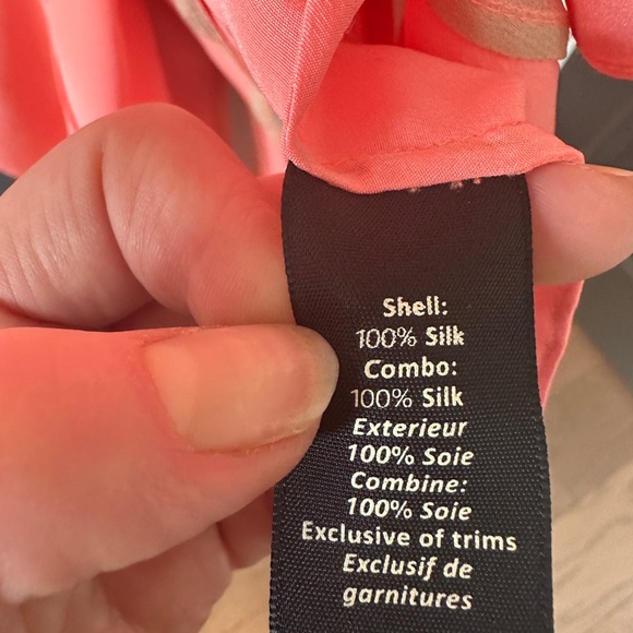 ELIZABETH AND JAMES 100% silk peach silk top with sheer panels, sz small - Picture 10 of 10